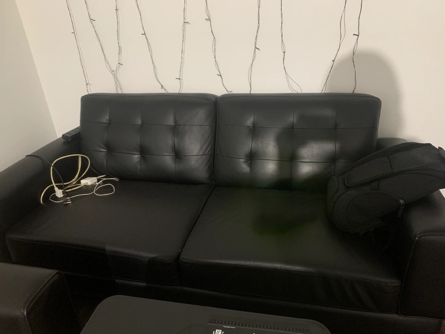 Black Faux Leather Loveseat - photo 2