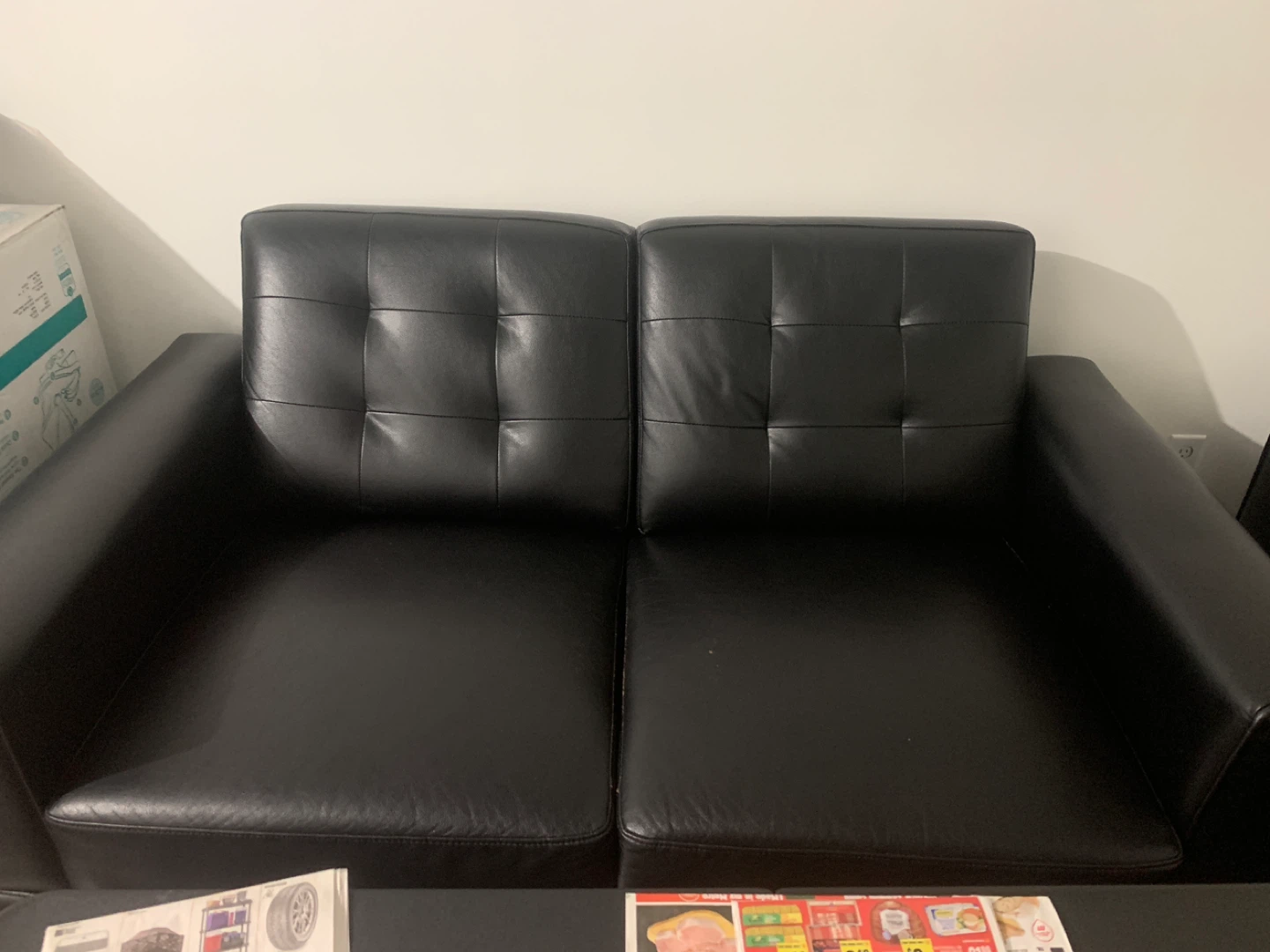 Black Faux Leather Loveseat
