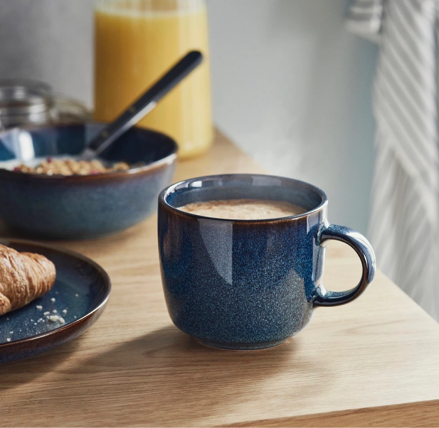 IKEA GLADELIG Mugs - Blue & Gray Reactive Glaze