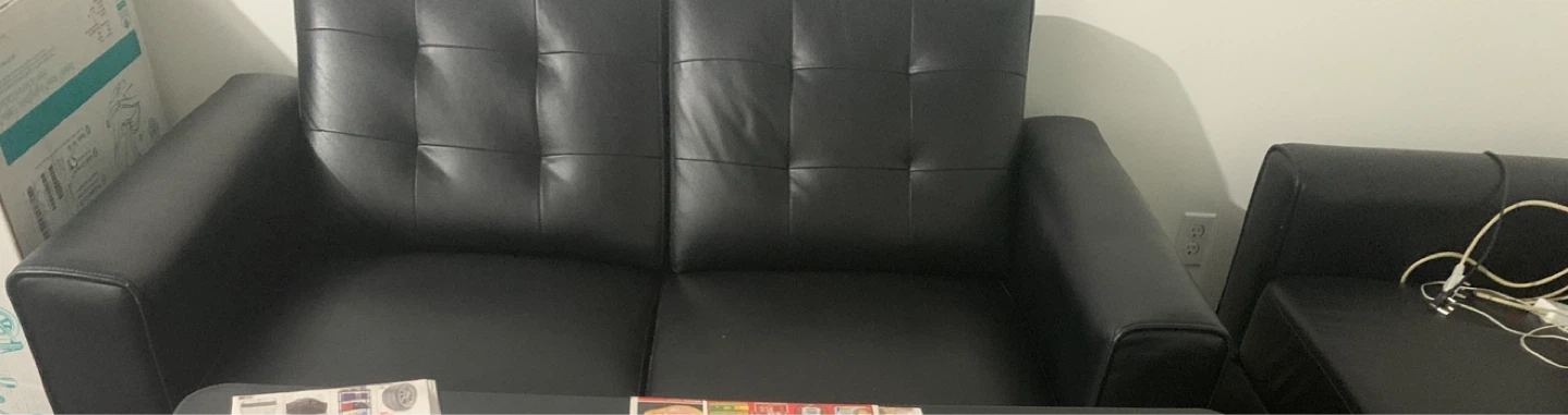 Black Faux Leather Loveseat - photo 3