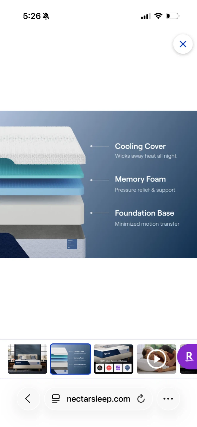 Nectar Full Size Memory Foam Mattress + Bed - photo 3