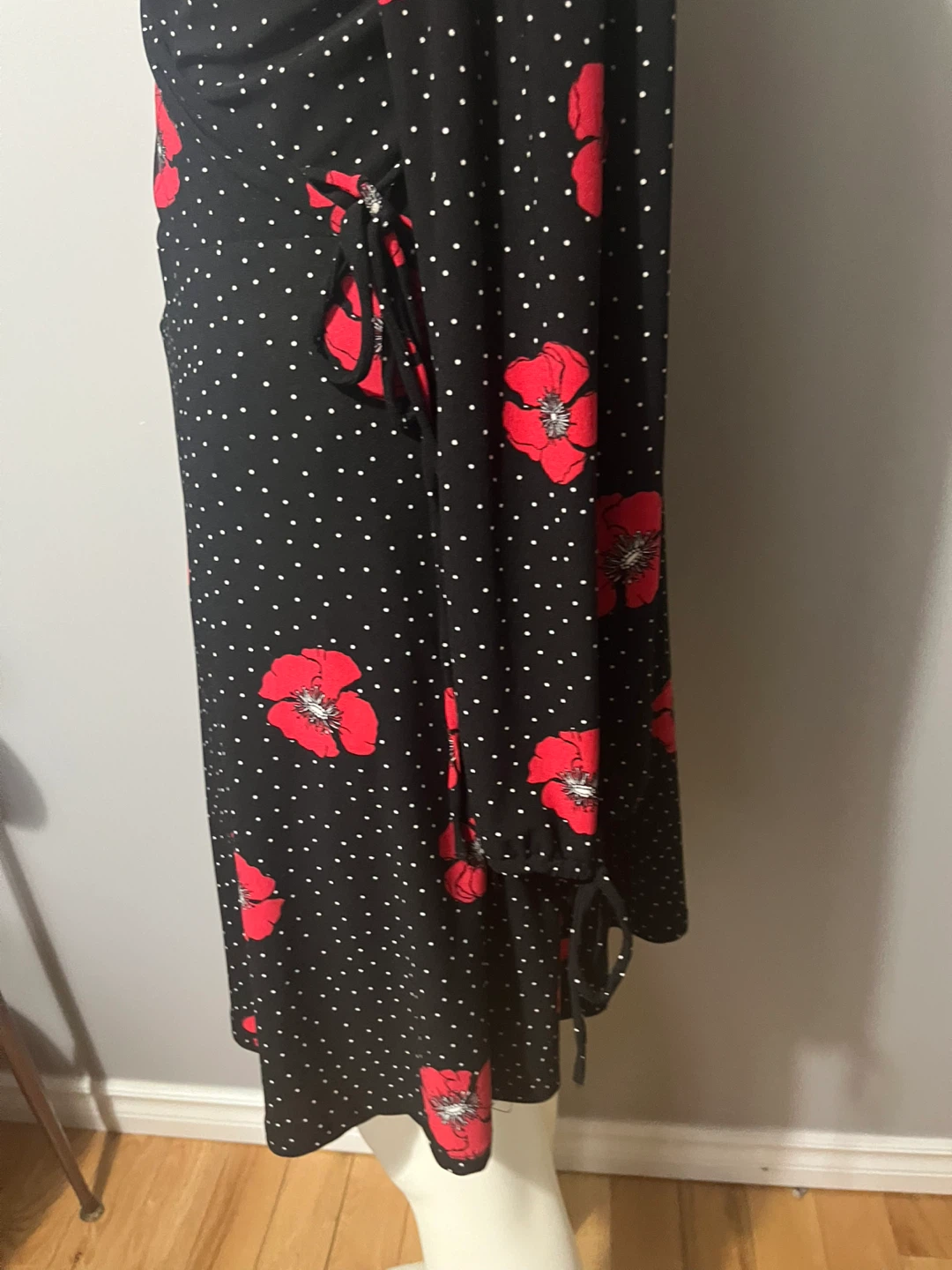 Black & White Polka Dot Red Poppy Wrap Dress - photo 5