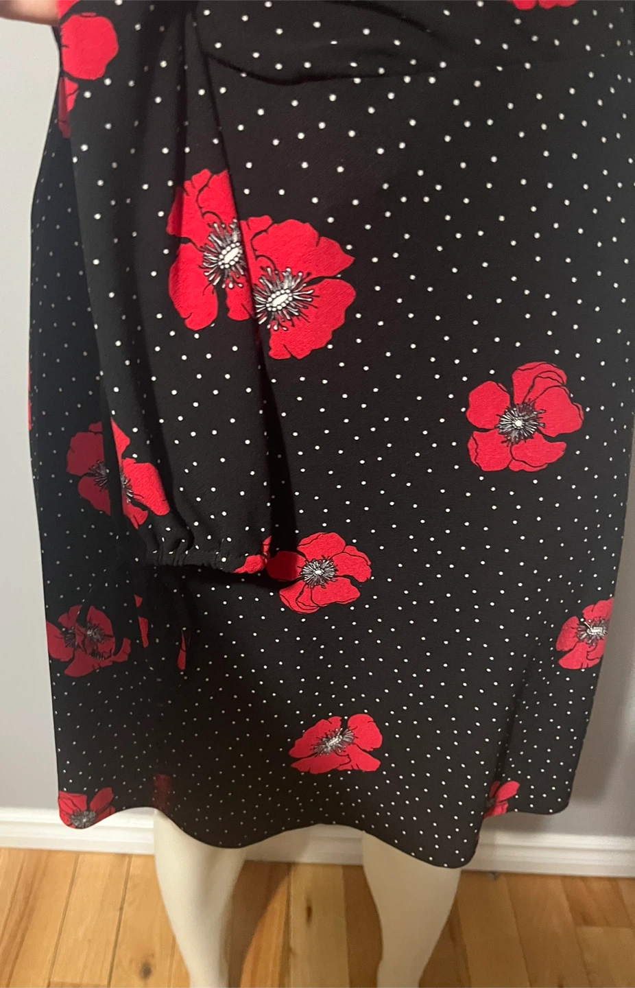Black & White Polka Dot Red Poppy Wrap Dress - photo 3