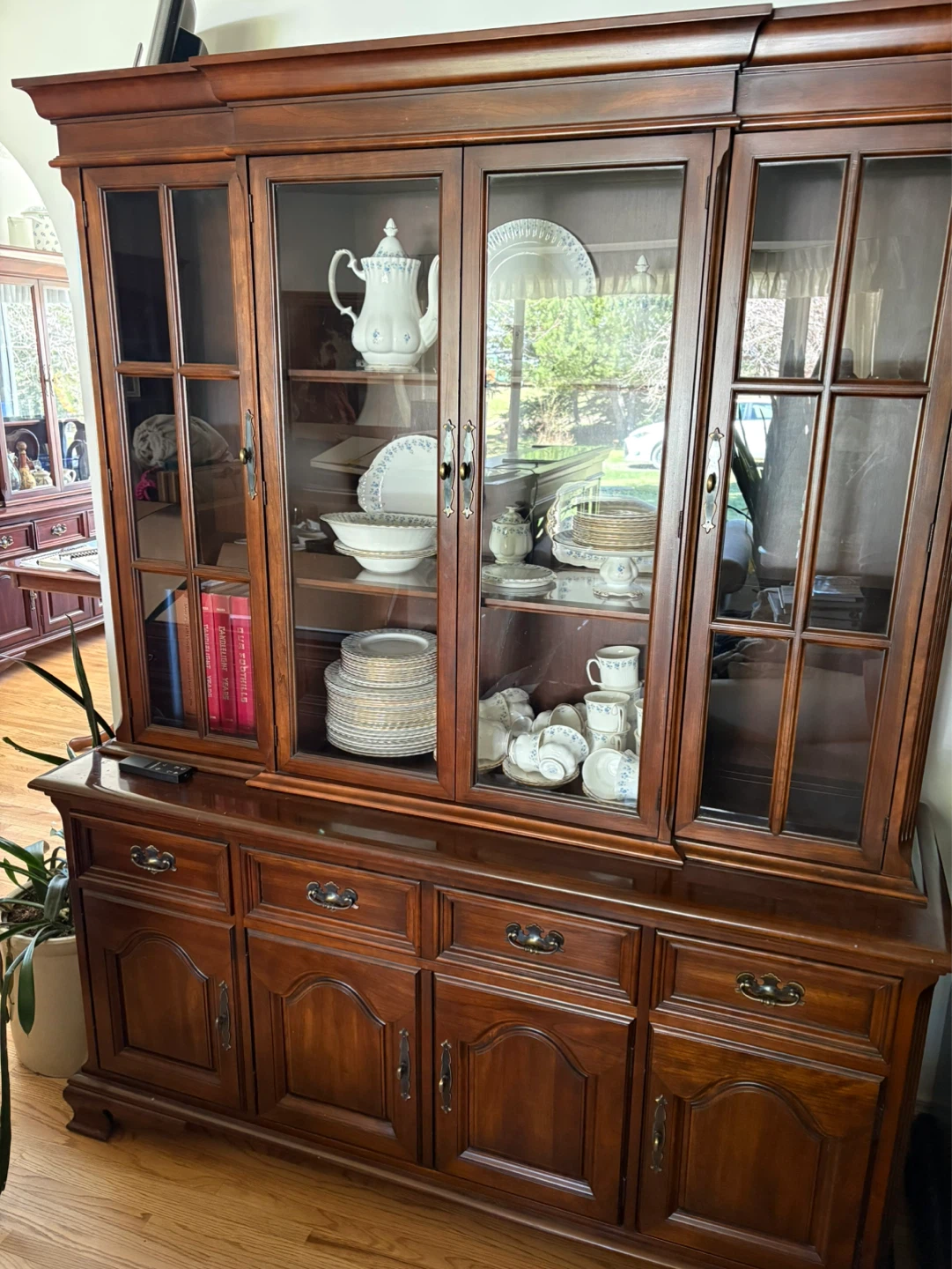 Wooden China Cabinet with Glass Doors