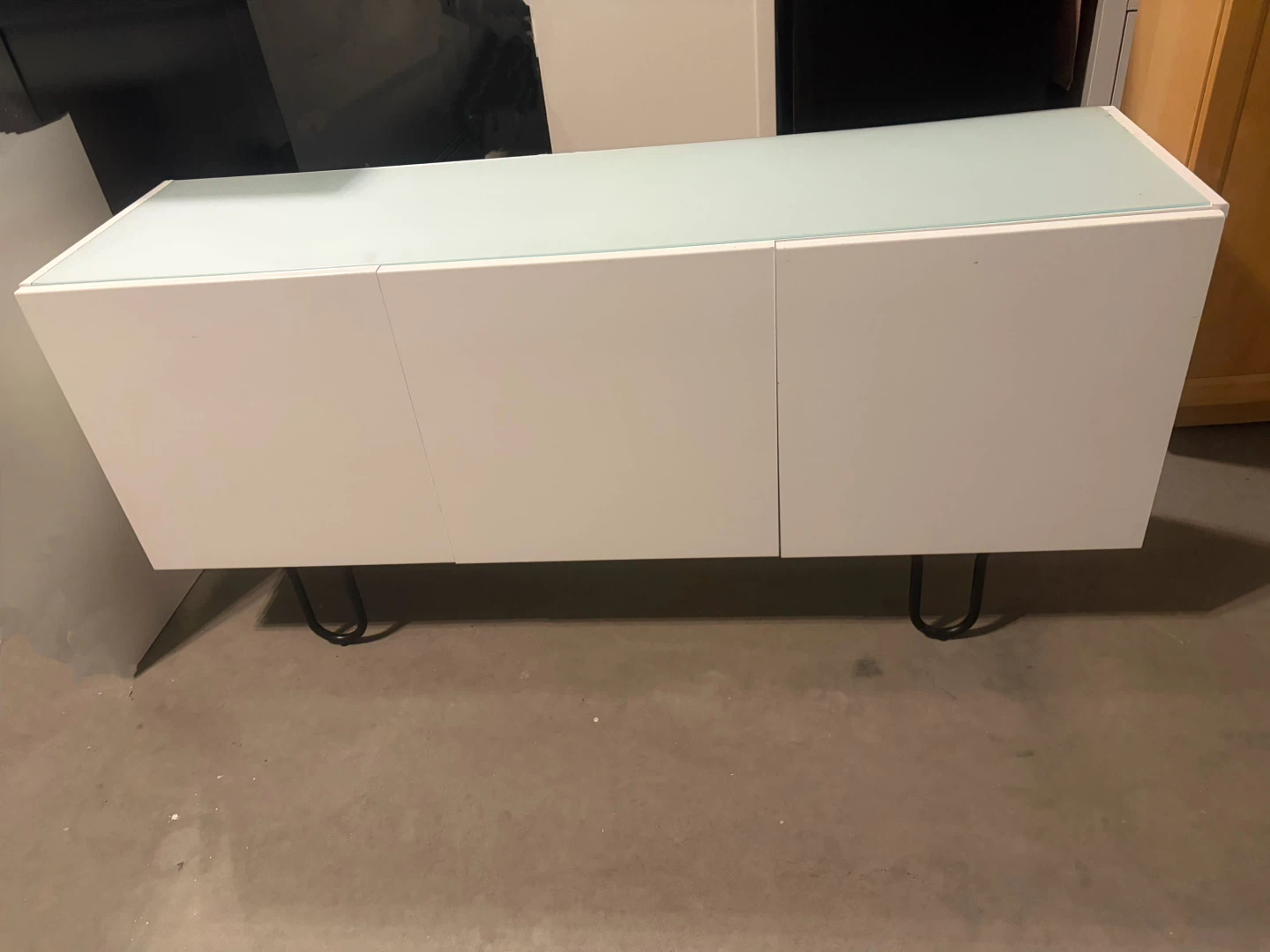 IKEA TV cabinet with glass top