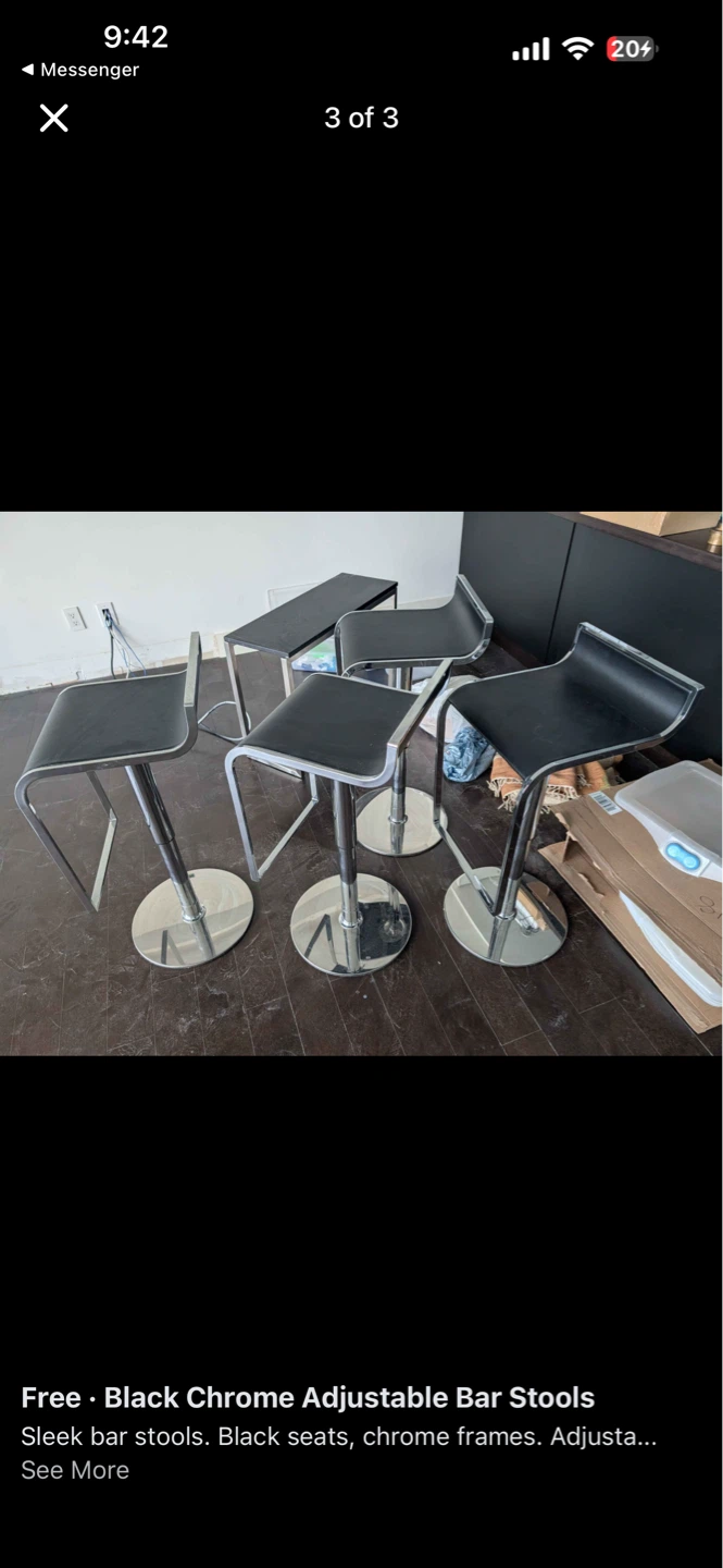 4 HCD Furniture Alexander Adjustable Stool - Black/Chrome