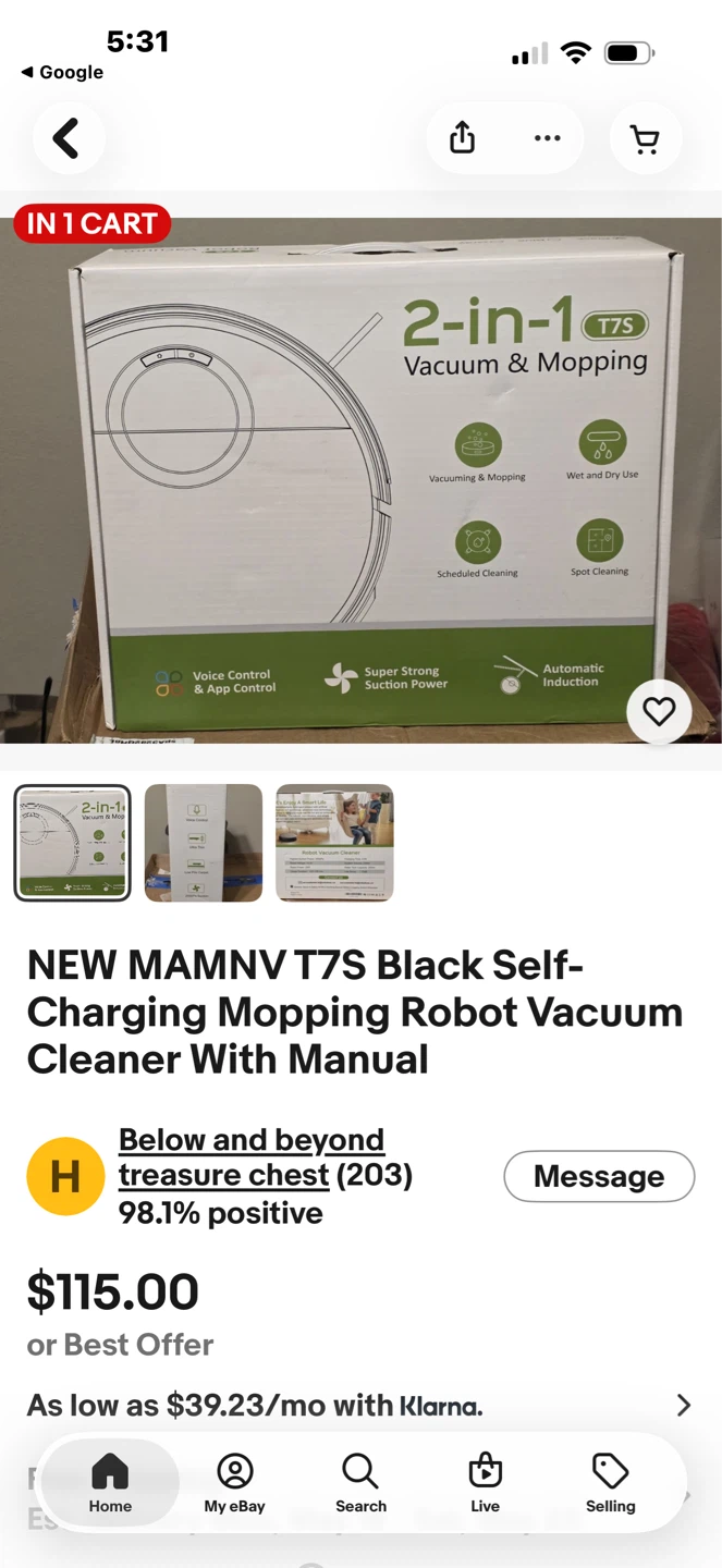 MAMNV T7S 2-in-1 Robot Vacuum and Mopping Cleaner