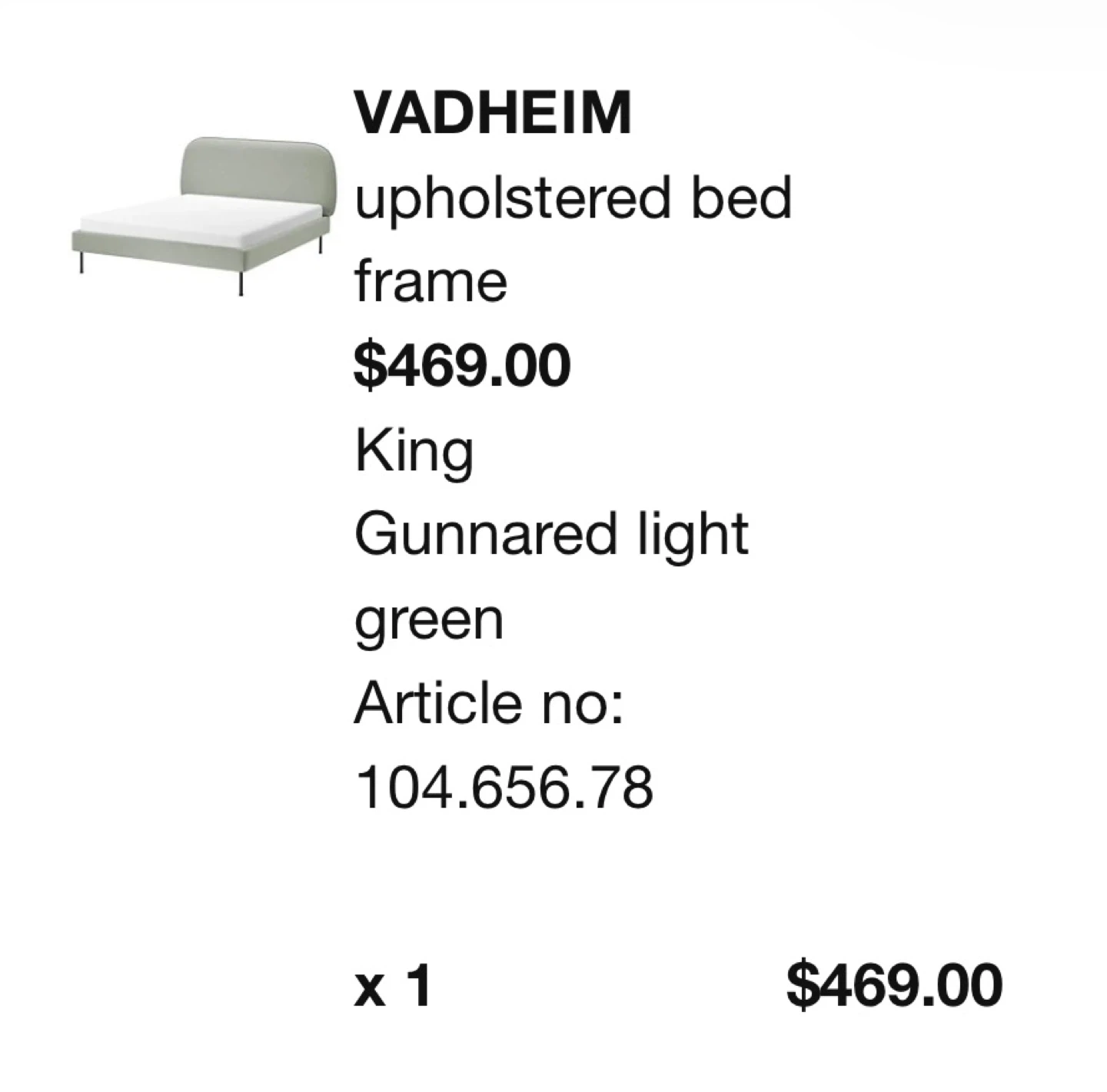IKEA King Upholstered Bed Frame VADHEIM - photo 2