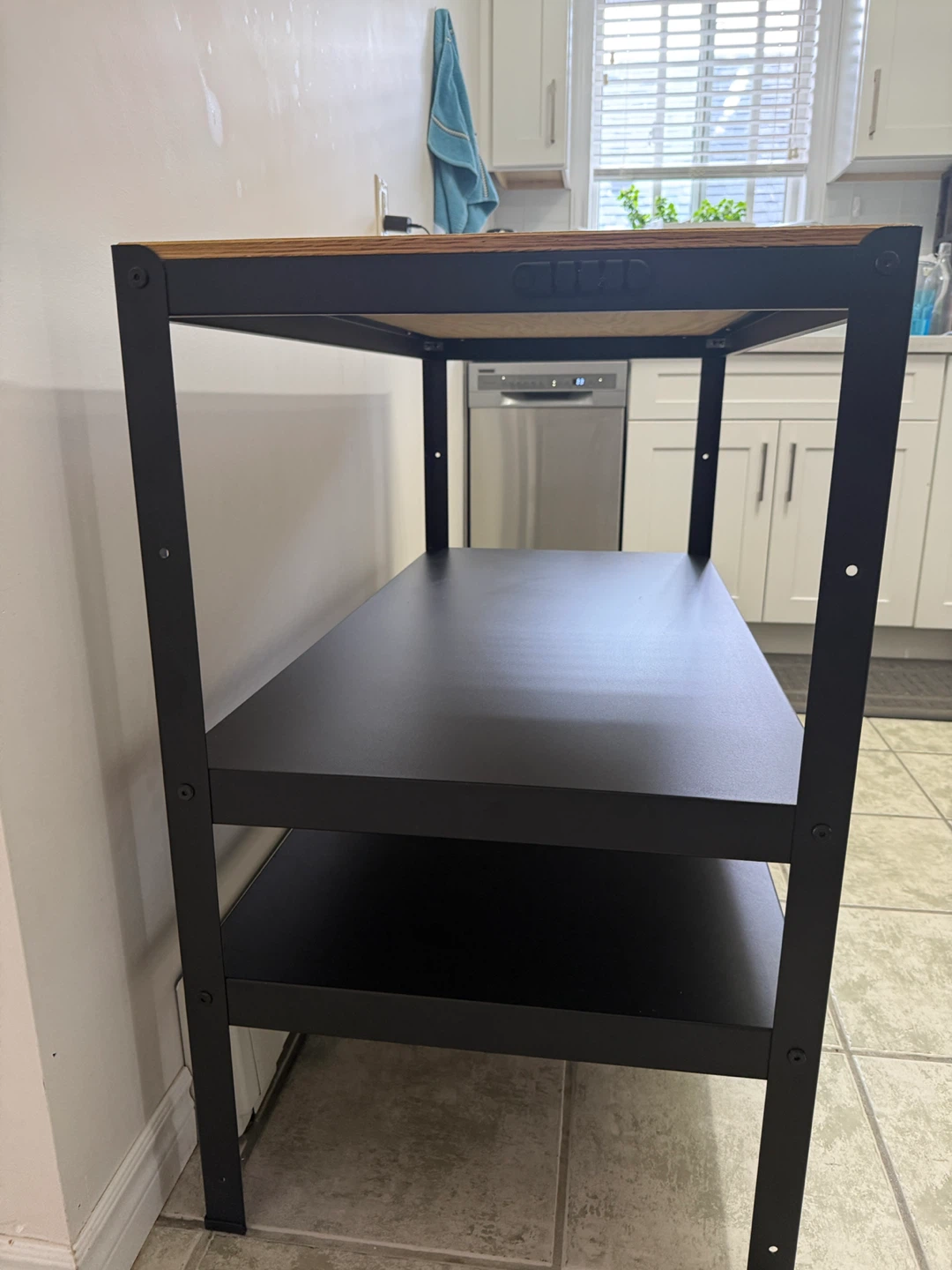 3-Tier Metal Shelving Unit with Wood Top - photo 3