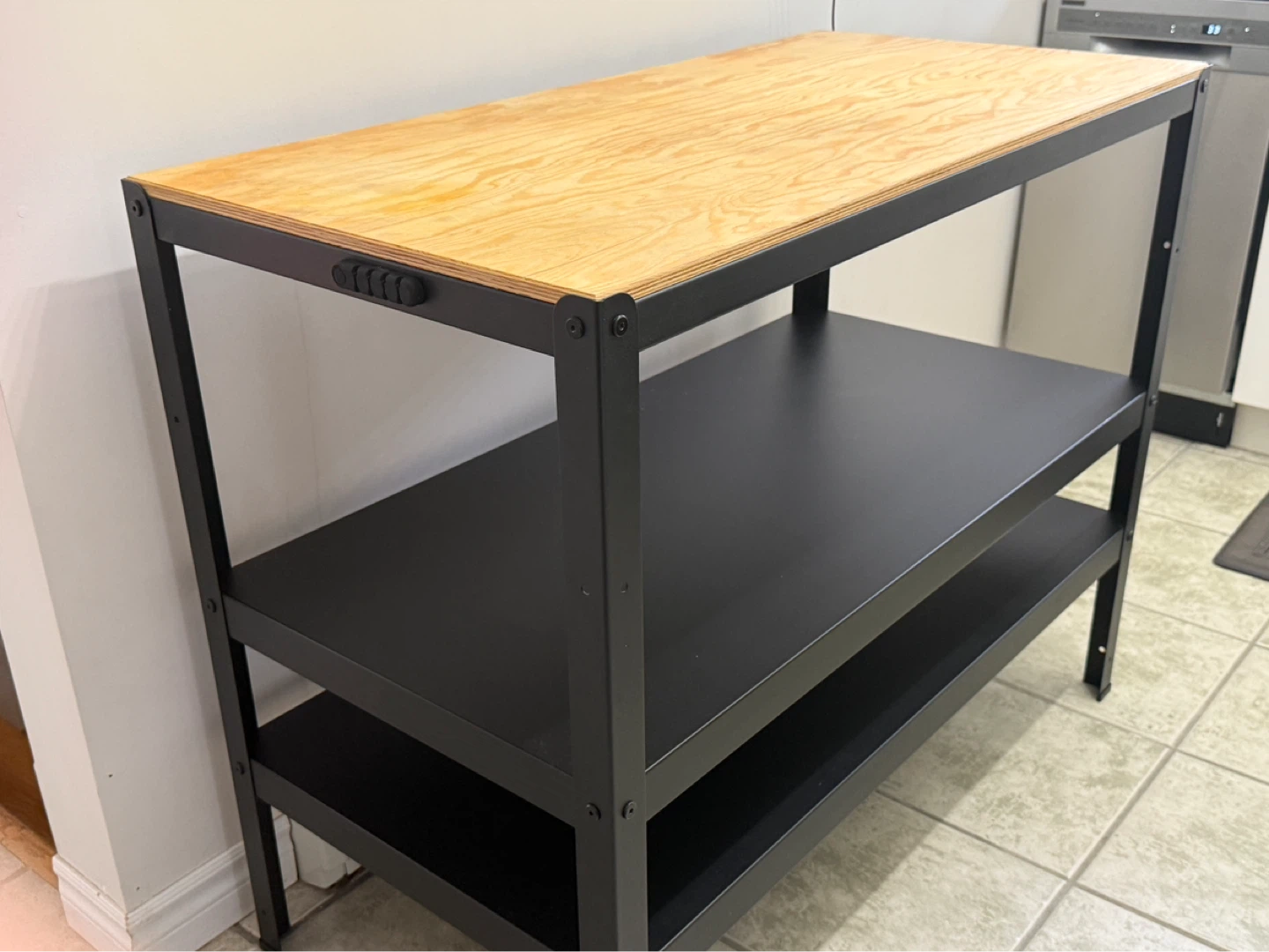 3-Tier Metal Shelving Unit with Wood Top - photo 4