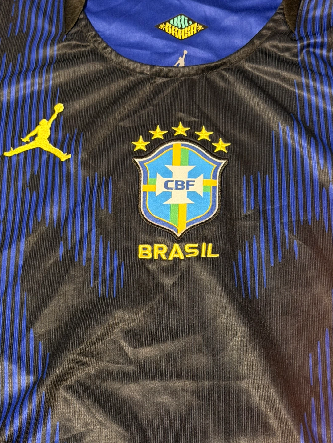 Team Brazil Soccer Jersey Black Blue Mens Large - photo 3