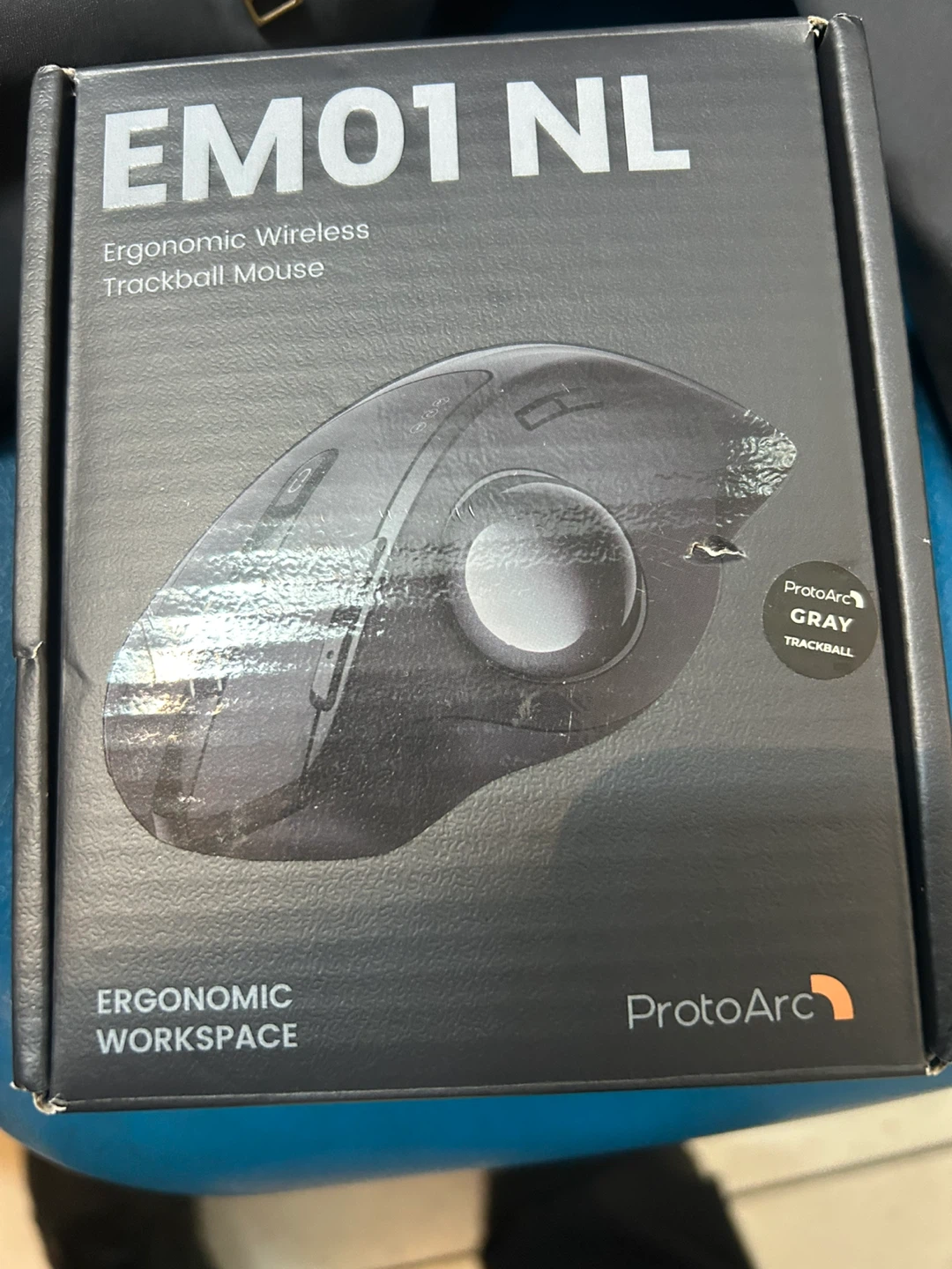 ProtoArc EM01 NL Ergonomic Wireless Trackball Mouse - Gray