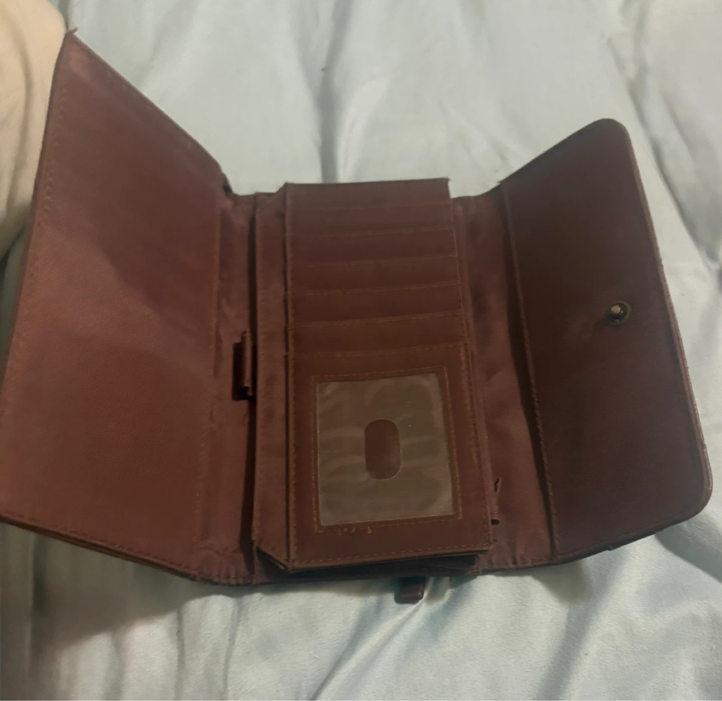 Brown Faux Leather Wallet with Heart Charm