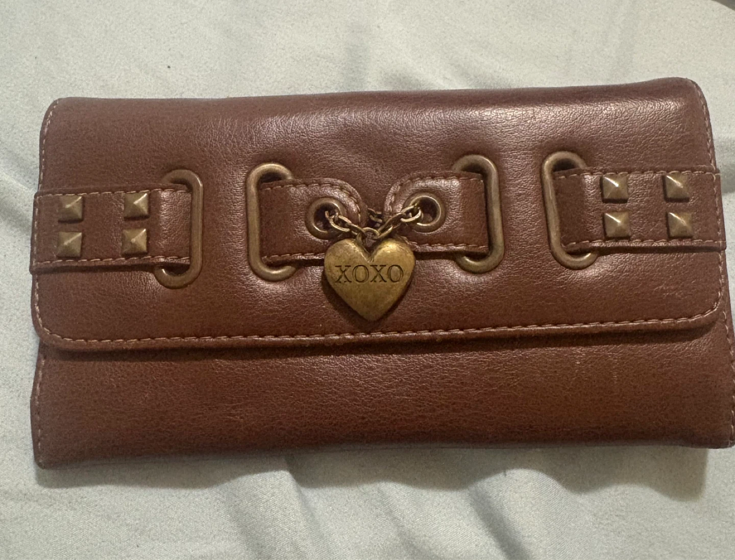 Brown Faux Leather Wallet with Heart Charm - photo 2
