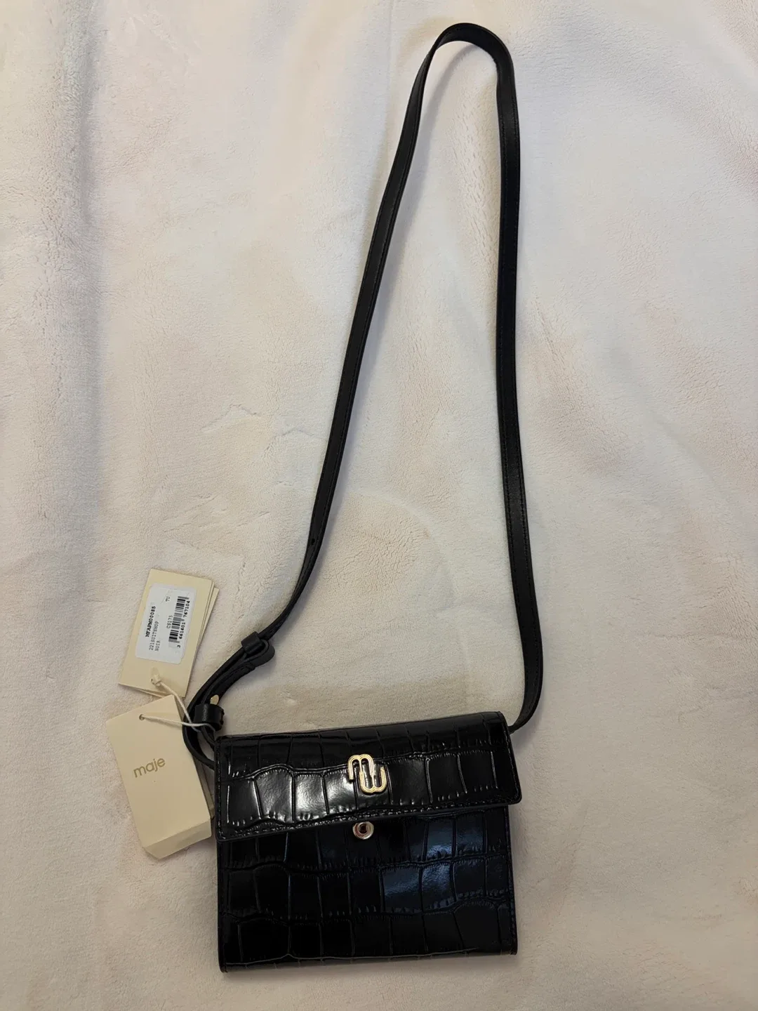 Maje Black Croc Embossed Shoulder Bag - photo 4