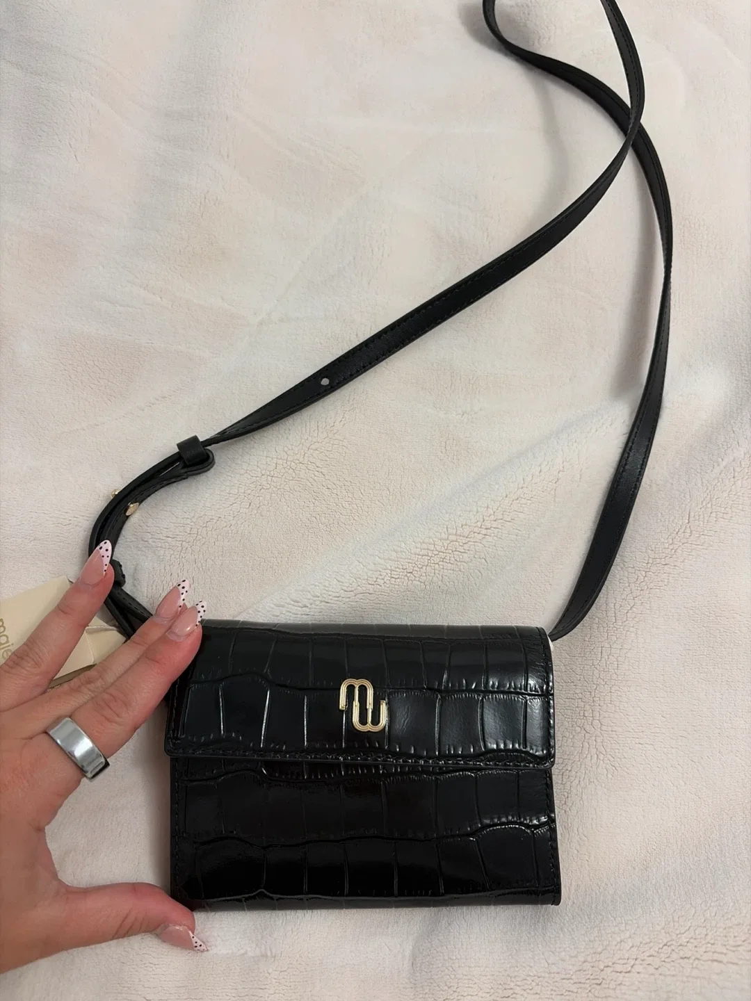 Maje Black Croc Embossed Shoulder Bag - photo 2