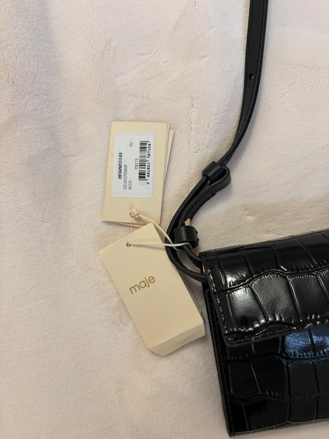 Maje Black Croc Embossed Shoulder Bag - photo 3