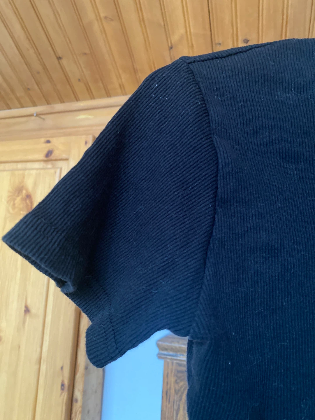 OAK + FORT Black Ribbed Zip Collar Crop Top - M/M - photo 4