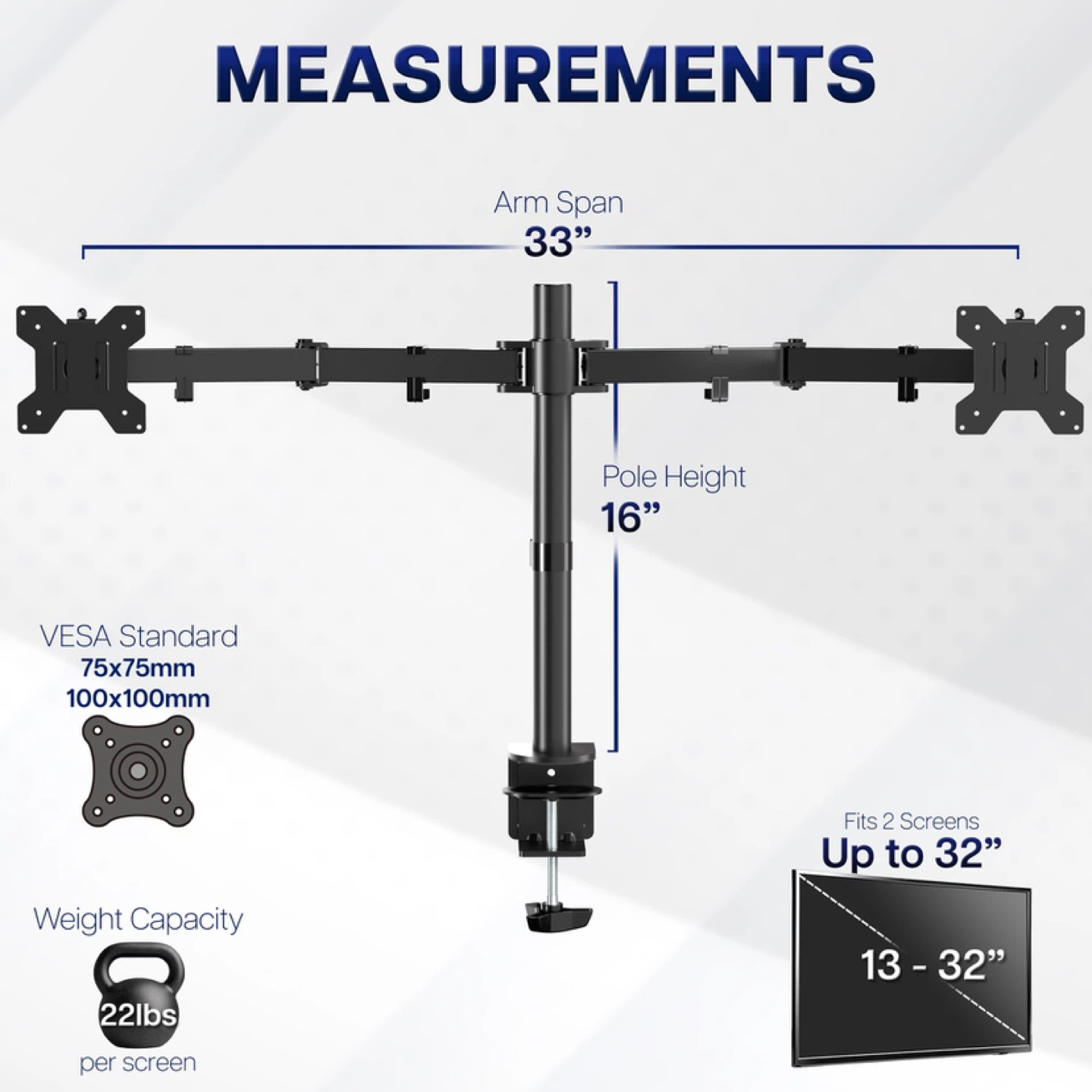 VIVO Dual Monitor Desk Mount, Adjustable, Fits 2 LCD LED Screens - photo 2