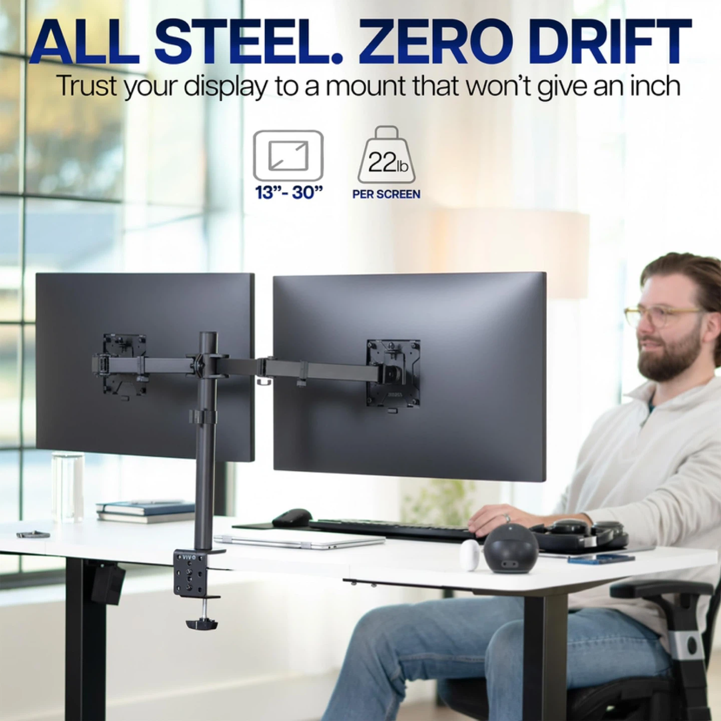 VIVO Dual Monitor Desk Mount, Adjustable, Fits 2 LCD LED Screens - photo 3