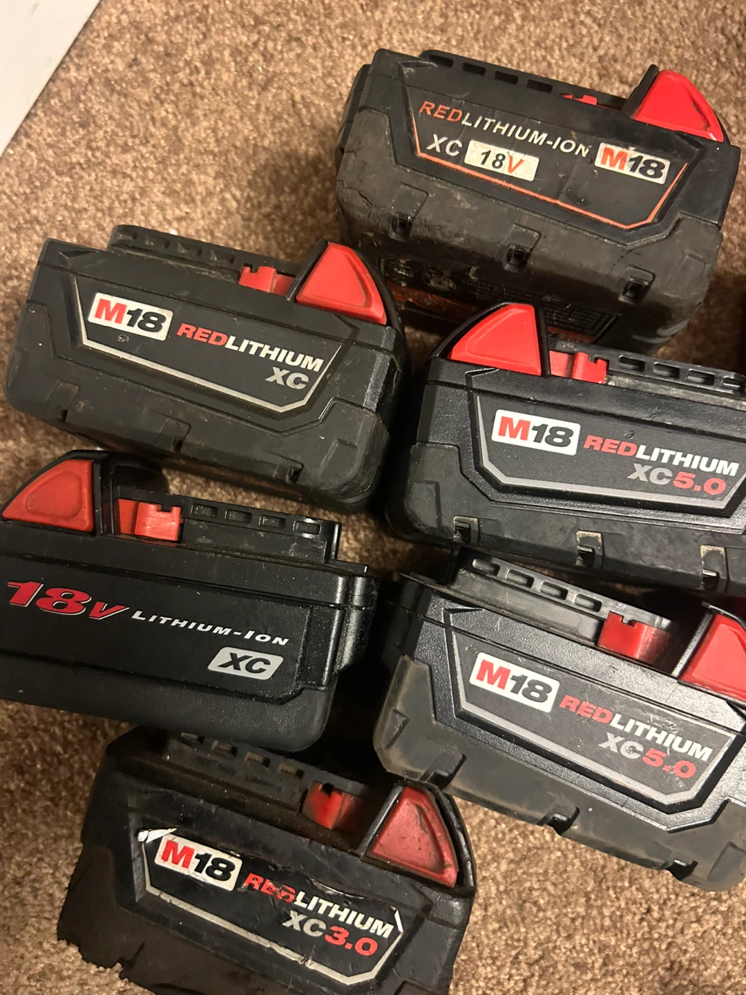 Milwaukee M18 REDLITHIUM XC Battery Lot with Charger