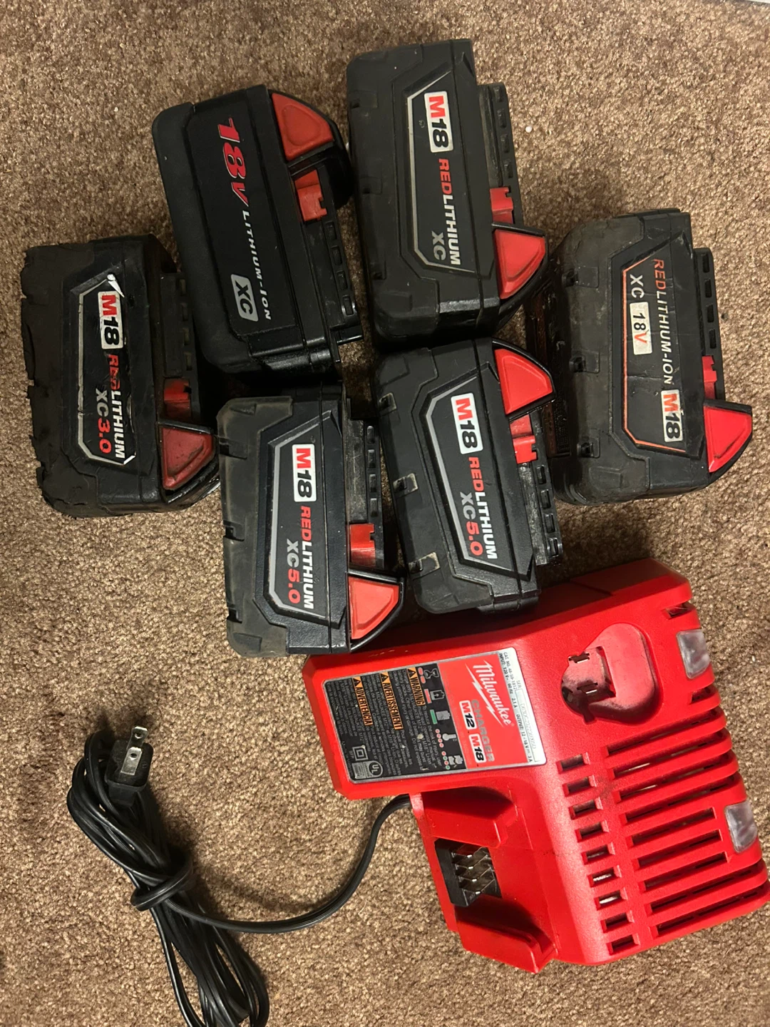 Milwaukee M18 REDLITHIUM XC Battery Lot with Charger - photo 2