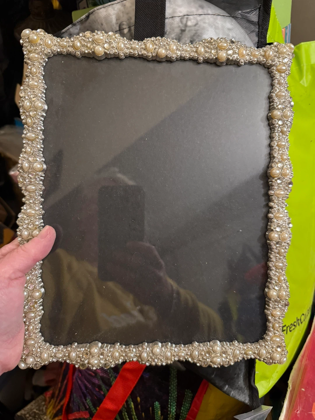 Ornate Pearl and Rhinestone Picture Frame
