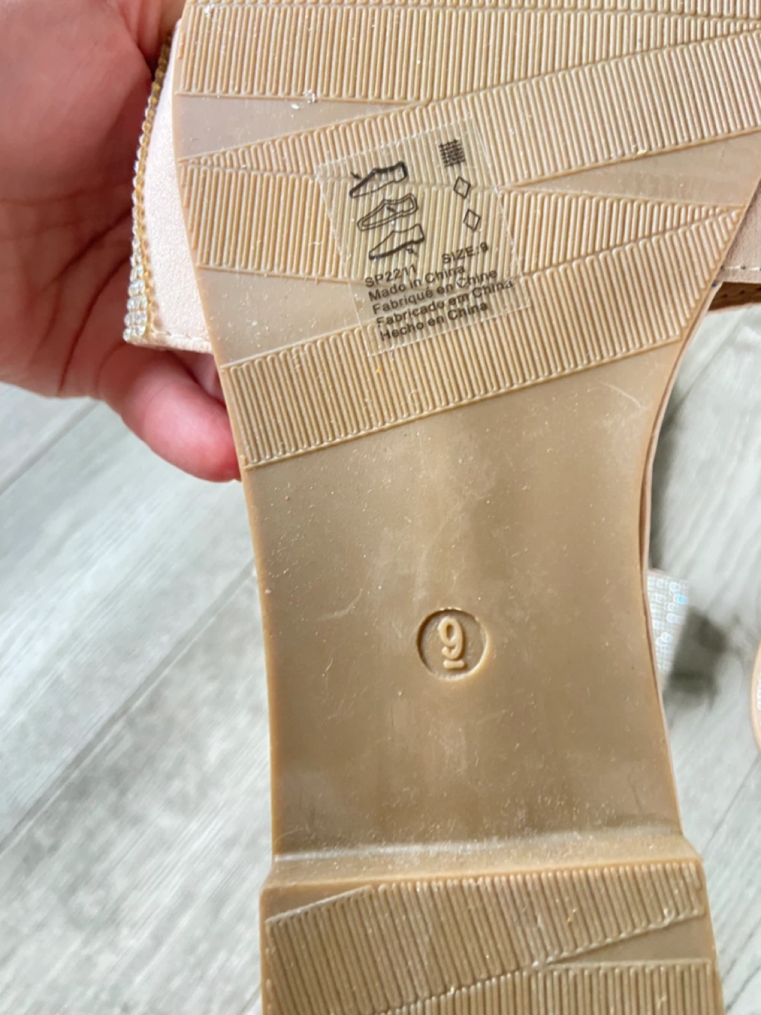 Blush Pink Rhinestone Flat Sandals - Size 9 - photo 2