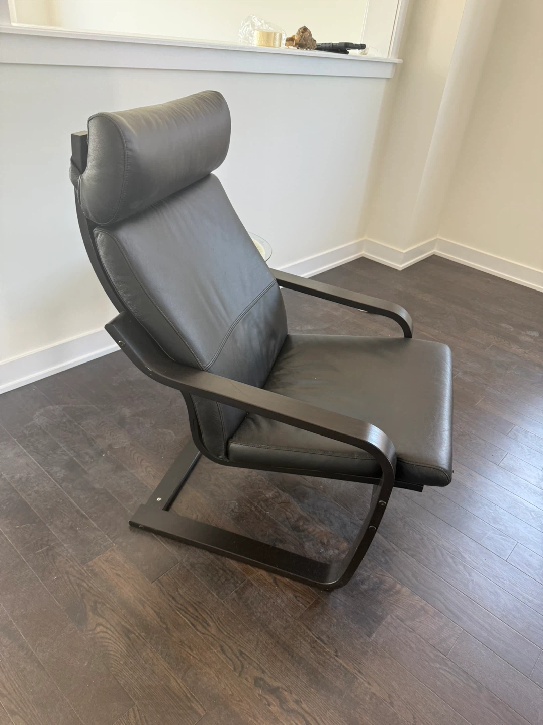 IKEA Black Leather Accent Chair