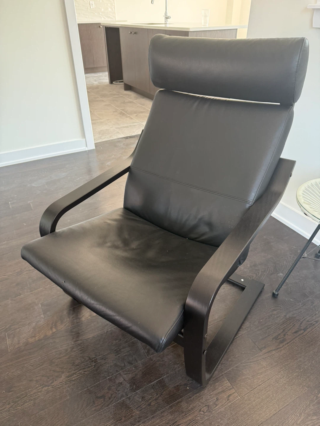 IKEA Black Leather Accent Chair - photo 2