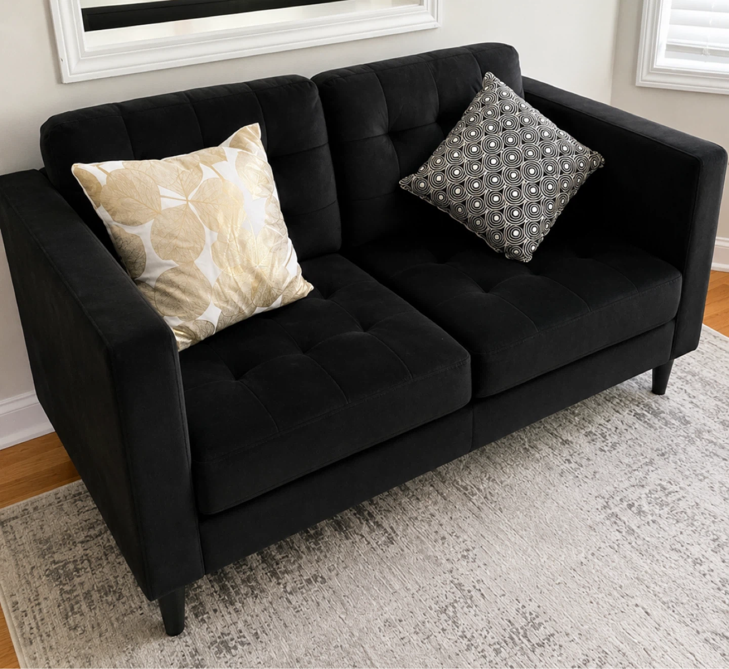 Black Tufted Loveseat Sofa