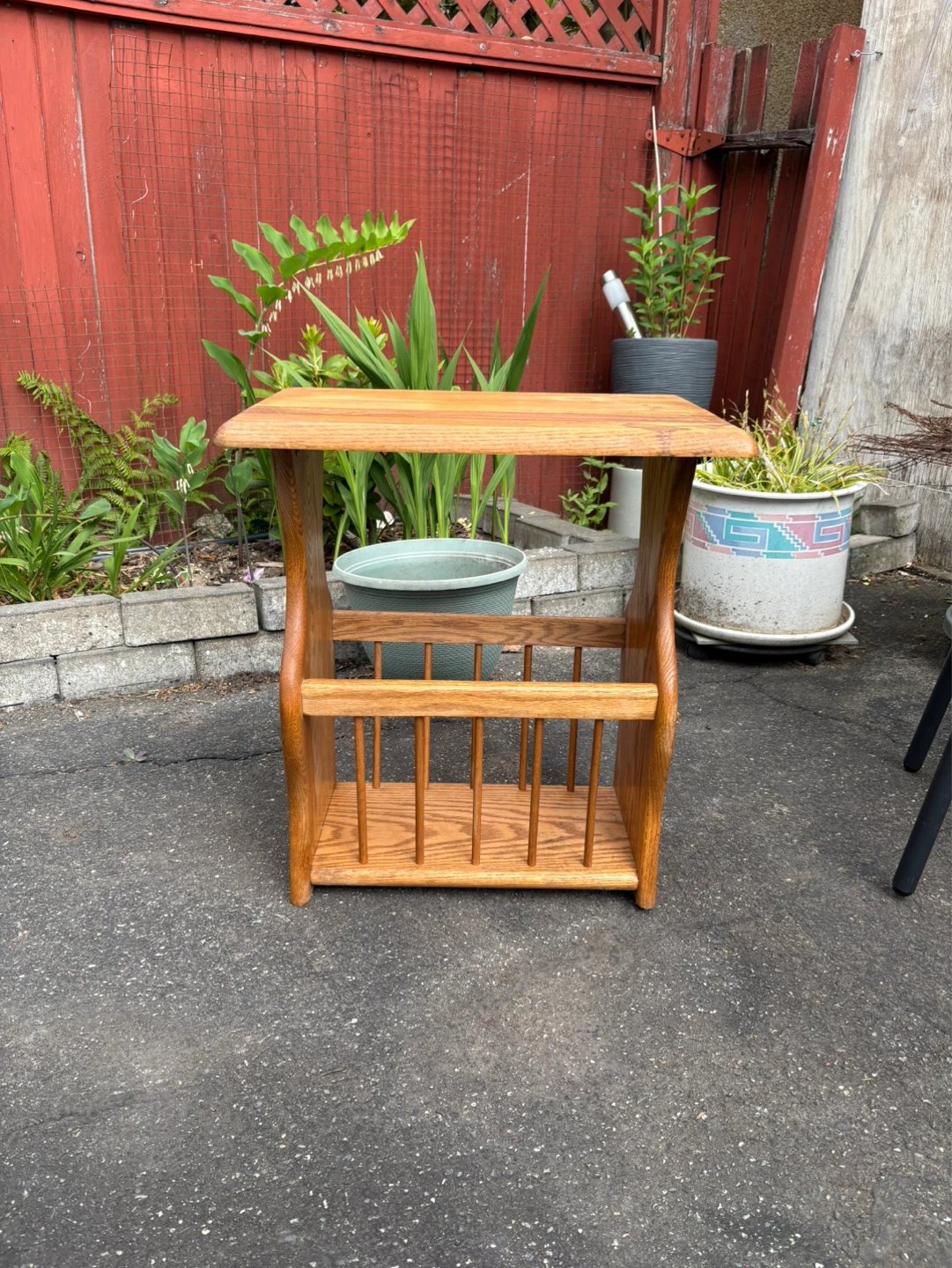 Wooden Magazine Rack Side Table