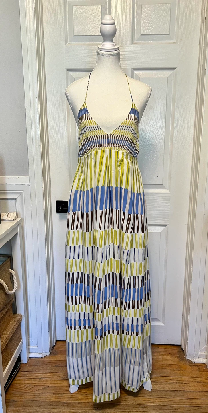 New- Maxi Halter Dress - Geometric Print