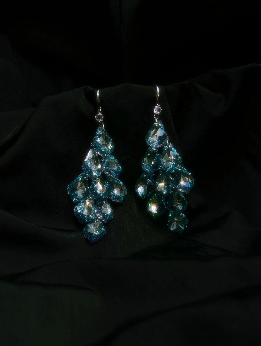 925 Sterling Silver Dazzling Blue Cluster Earrings
