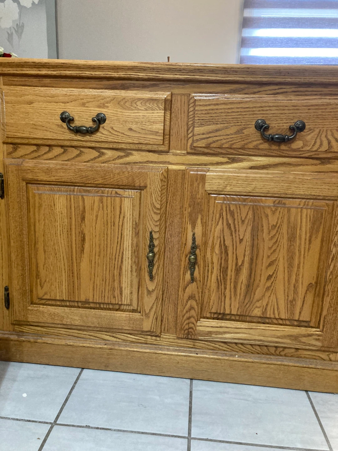 Solid Oak Sideboard Buffet with Drawers and Cabinet Storage