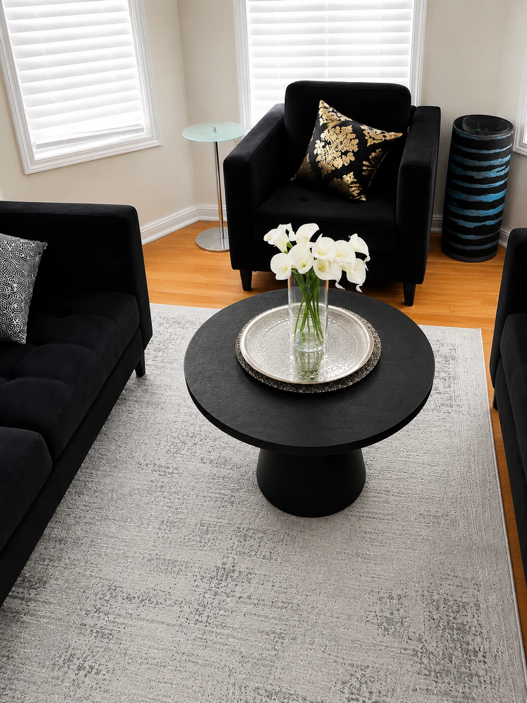 Black Round Pedestal Coffee Table