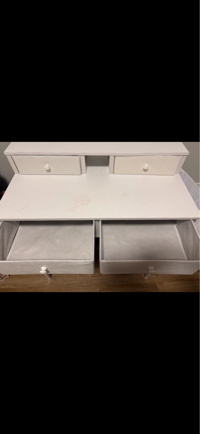 White Vanity Desk with Drawers - photo 3