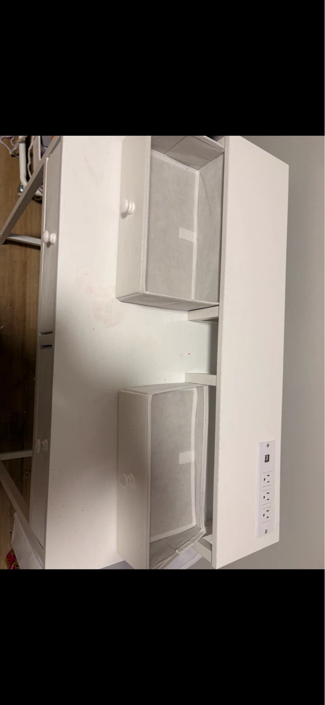White Vanity Desk with Drawers - photo 2