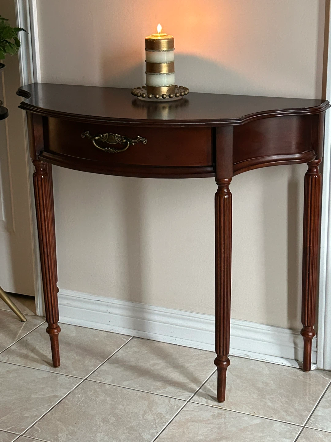 Half-Moon Console Table with Drawer