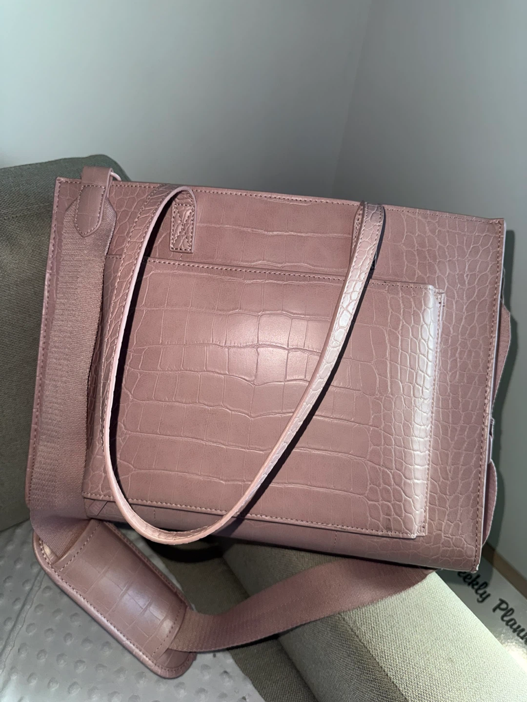 BEIS Pink Croc Embossed Tote Bag - photo 2