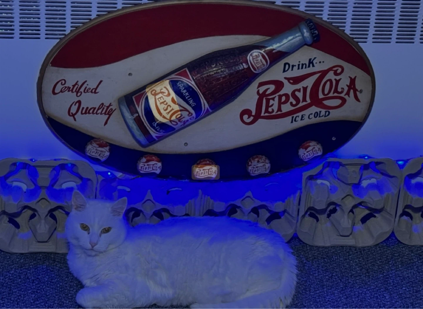 Vintage Pepsi Cola Ice Cold Embossed 3D Oval Sign - photo 3