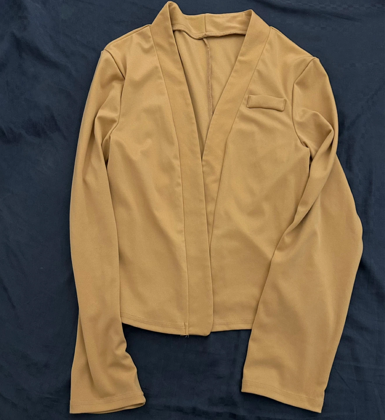 Tan Open Front Cardigan