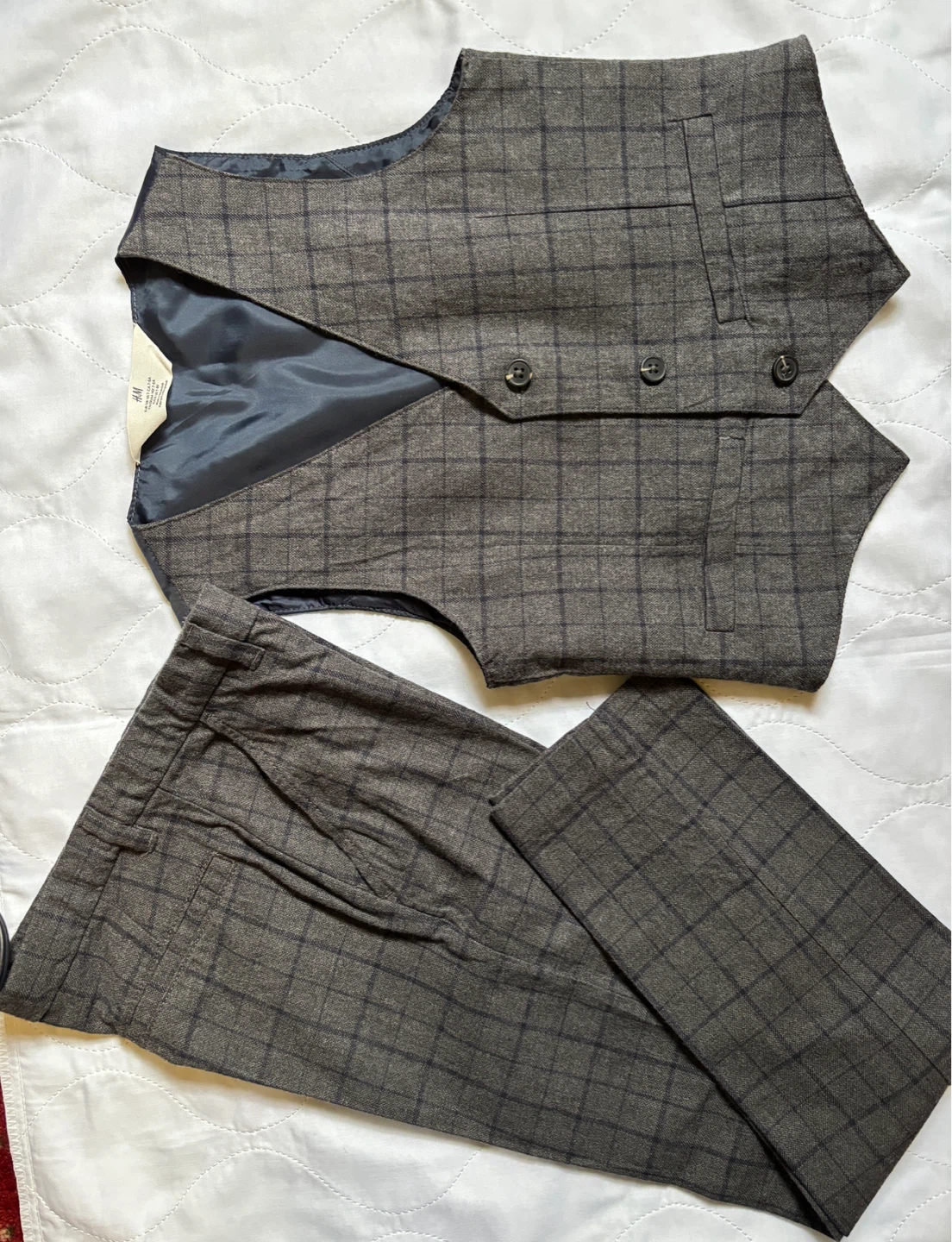 H&M Boys Plaid Vest and Pants Set