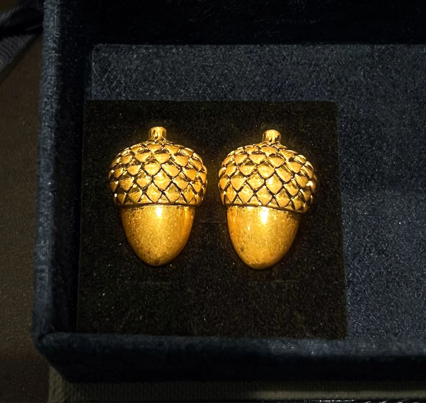 Stunning Vintage Golden Acorn Statement Earrings - High Texture