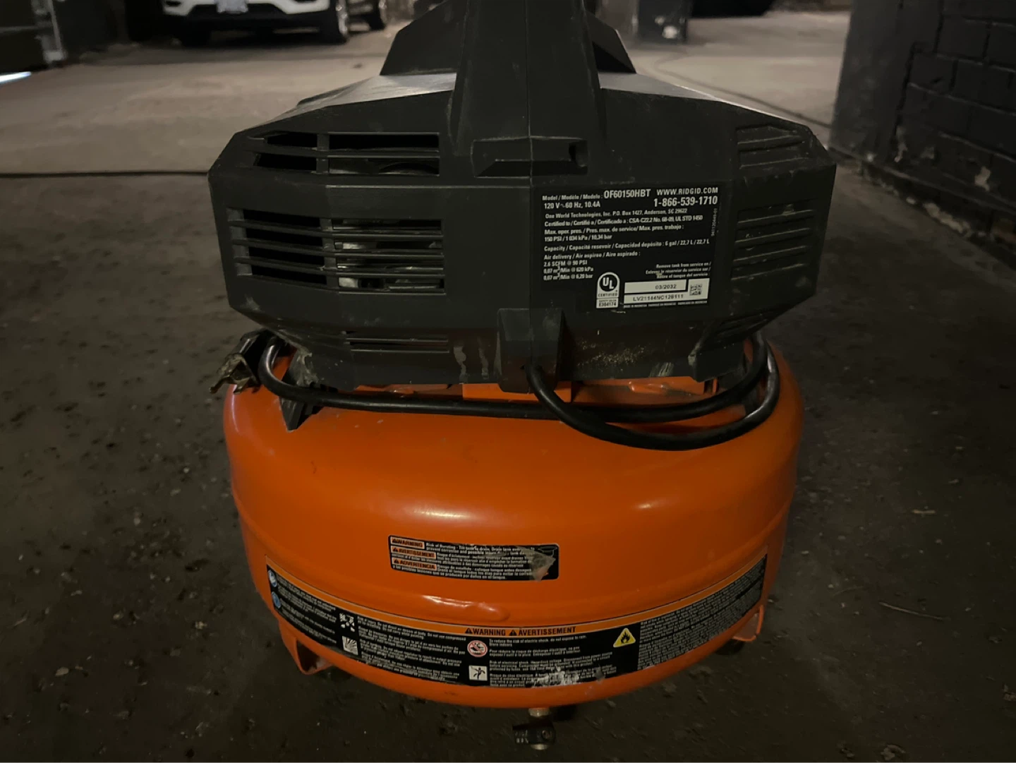 RIDGID 6 Gallon 150 PSI Air Compressor - photo 4