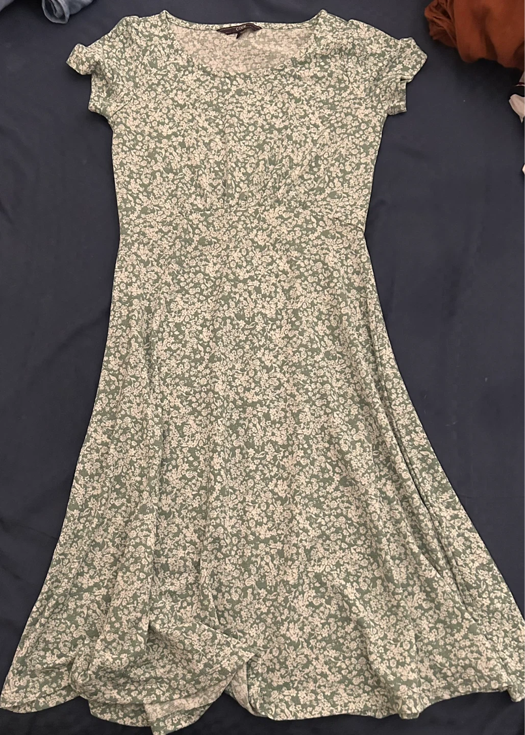 Green Floral Print Midi Dress