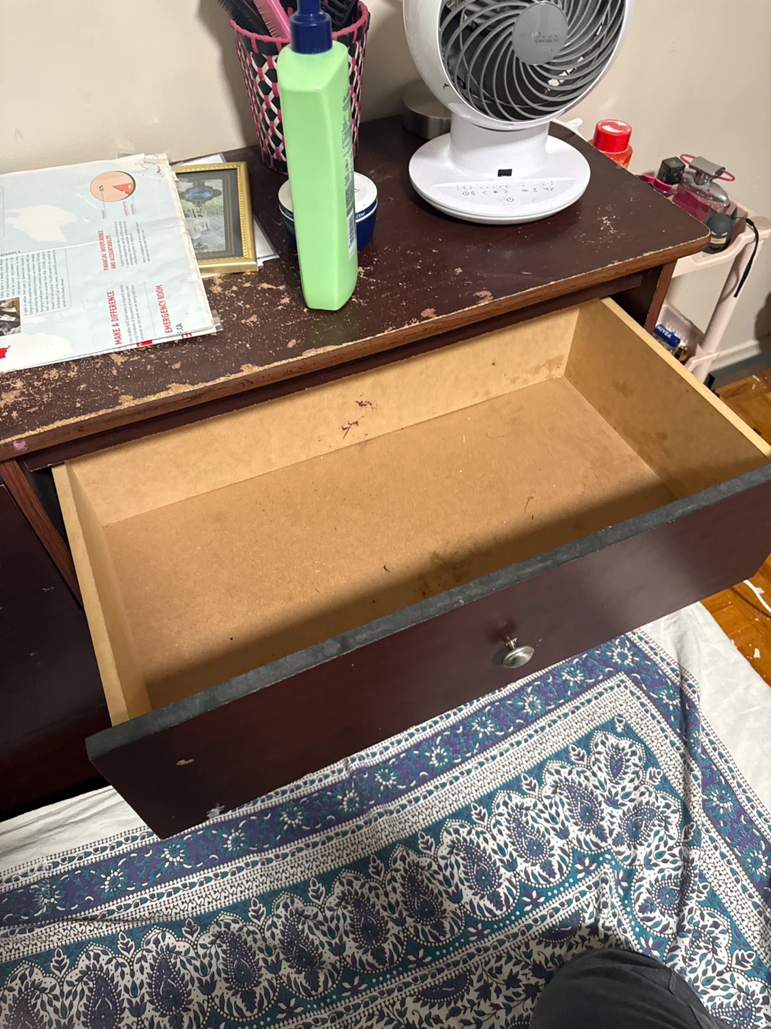 Dark Wood Mirror with 6 Drawers - photo 4