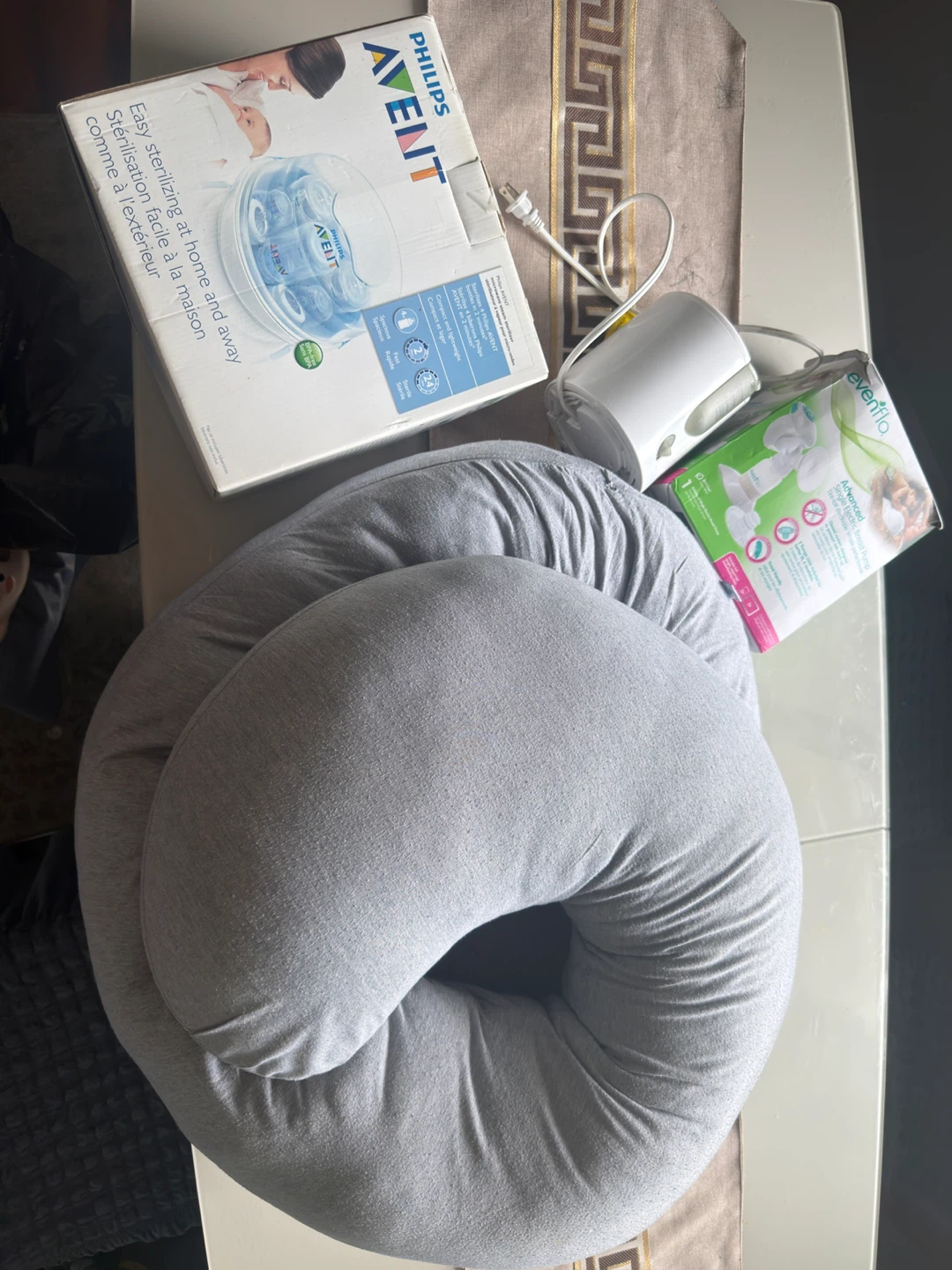Pregnancy pillow, bottle warmer, bottle sterilizer, breast pump