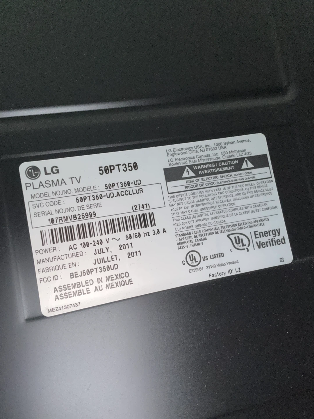 LG 50PT350 Plasma TV - photo 4