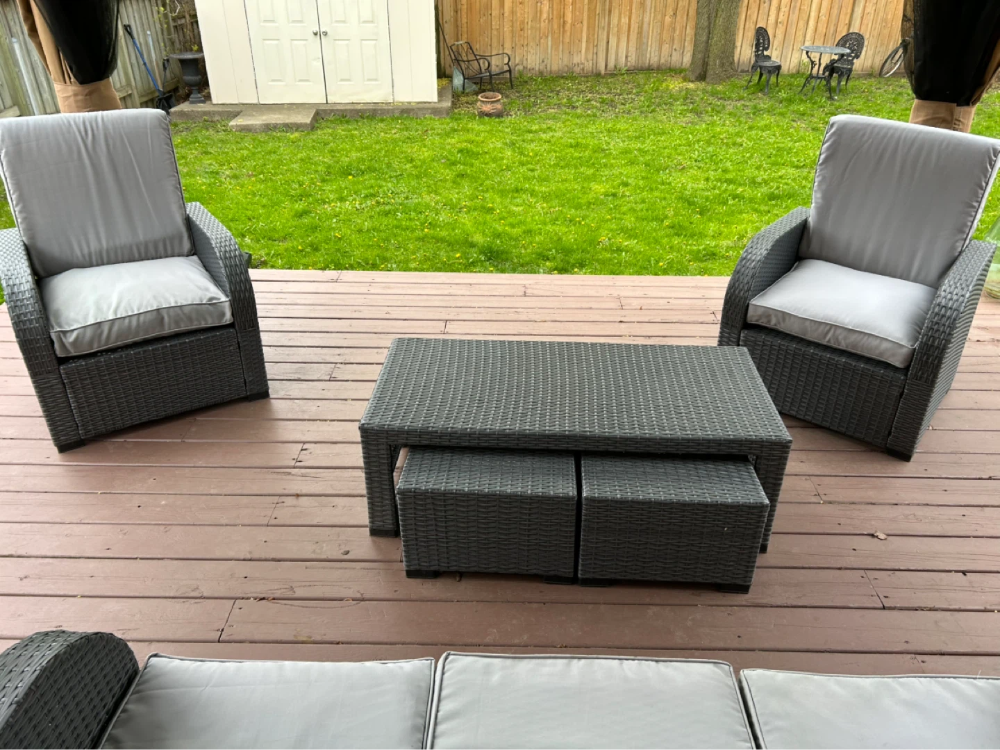 Grey Wicker Patio Furniture Set with Coffee Table - photo 3
